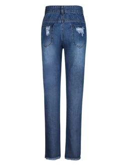 Women‘s Low Rise Jeans Skinny Pants Trousers Full Length Denim Ripped Micro-elastic Mid Waist Fashion Streetwear Street Daily Black Dark Navy S M Fall Winter -Outlet Suit Skirt Fit Store yahons1693811789892