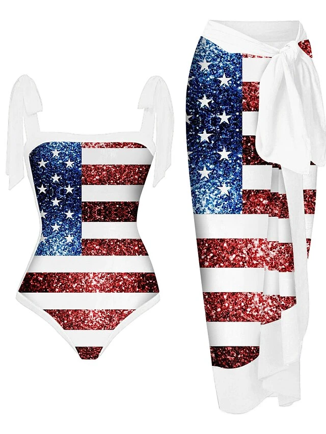 Women's Swimwear One Piece Beach Bottom Normal Swimsuit 2 Piece Printing Tie Dye American Flag White Red Navy Blue Bodysuit Bathing Suits Sports Beach Wear Summer 1 Women's Swimwear One Piece Beach Bottom Normal Swimsuit 2 Piece Printing Tie Dye American Flag White Red Navy Blue Bodysuit Bathing Suits Sports Beach Wear Summer