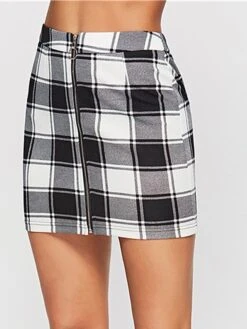 Women's Skirt Bodycon Plaid Skirt Mini Black Red Skirts Winter Print High Waist Fashion Sexy Casual Christmas Street Xmas S M L -Outlet Suit Skirt Fit Store ynuofi1695351135244