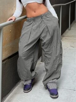 Women‘s Cargo Parachute pants Wide Leg Trousers Full Length Fashion Streetwear Street Daily Grey XS S Fall Winter -Outlet Suit Skirt Fit Store ypnlxa1694149789173