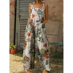 Women's Pants Trousers Jumpsuit Rompers Red Black Mid Waist Fashion Casual Weekend Side Pockets Micro-elastic Full Length Comfort Flower / Floral S M L XL XXL / Loose Fit -Outlet Suit Skirt Fit Store ysepxt1653375193112