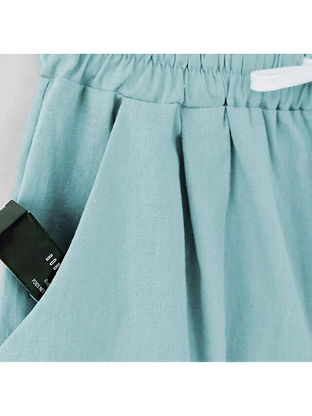 Women's Slacks Sunday Shorts Cotton Blend Light Blue Pink ArmyGreen Mid Waist Vacation Casual Work Beach Pocket Micro-elastic Knee Length Lightweight Solid Color S M L XL 2XL / Loose Fit 16 Women's Slacks Sunday Shorts Cotton Blend Light Blue Pink ArmyGreen Mid Waist Vacation Casual Work Beach Pocket Micro-elastic Knee Length Lightweight Solid Color S M L XL 2XL / Loose Fit - Image 16