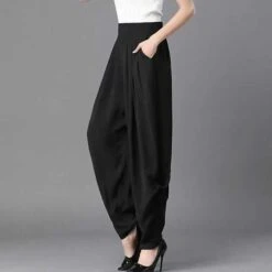 Women's Chinos Slacks Pants Trousers Bloomers Wine Black Mid Waist Fashion Athletic Sports Weekend Pocket Full Length Comfort Plain M L XL XXL / Loose Fit -Outlet Suit Skirt Fit Store ytwwmu1634181915064