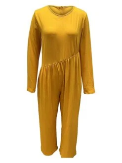 Women's Jumpsuit Pocket High Waist Solid Color Crew Neck Streetwear Street Daily Regular Fit Long Sleeve Black Yellow Red S M L Fall 17 Women's Jumpsuit Pocket High Waist Solid Color Crew Neck Streetwear Street Daily Regular Fit Long Sleeve Black Yellow Red S M L Fall -Outlet Suit Skirt Fit Store yyjlhc1692269100160