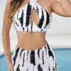 Women's Swimwear Bikini Normal Swimsuit 3-Piece Cut Out Printing Tie Dye Black Bathing Suits Sports Beach Wear Summer
