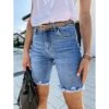 Women's Jeans Distressed Jeans Denim Blue Mid Waist Fashion Casual Weekend Tassel Fringe Side Pockets Micro-elastic Knee Length Comfort Plain S M L XL XXL