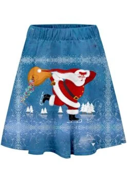 Women's Skirt Swing Mini Red Skirts Fall & Winter Print High Waist Fashion Casual Ugly Christmas Street Xmas S M L -Outlet Suit Skirt Fit Store zdmelm1695014000235