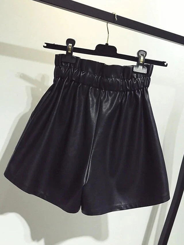 Women's Chinos Leather Pants Shorts Faux Leather Black High Waist Fashion Streetwear Casual Party Outdoor Street Pocket Micro-elastic Short Comfort Plain S M L XL 2XL 3 Women's Chinos Leather Pants Shorts Faux Leather Black High Waist Fashion Streetwear Casual Party Outdoor Street Pocket Micro-elastic Short Comfort Plain S M L XL 2XL - Image 3