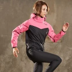 Women's Sauna Suit Tracksuit 2 Piece Full Zip Athletic Winter Long Sleeve Quick Dry Moisture Wicking Weight Loss Fitness Gym Workout Running Sportswear Activewear Color Block Black Green Rosy Pink -Outlet Suit Skirt Fit Store zgdstu1591605619382