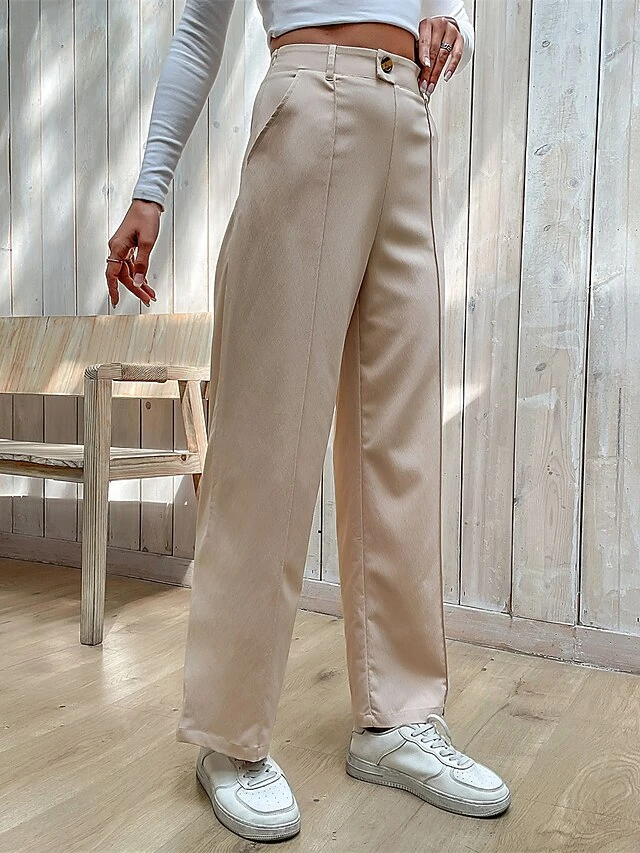 Women's Culottes Wide Leg Pants Trousers Full Length Micro-elastic Fashion Streetwear Outdoor Casual Daily Apricot S M Fall Winter 2 Women's Culottes Wide Leg Pants Trousers Full Length Micro-elastic Fashion Streetwear Outdoor Casual Daily Apricot S M Fall Winter - Image 2