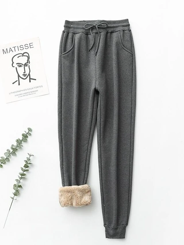Women's Fleece Pants Joggers Pants Trousers Full Length Cotton Blend Baggy Stretchy High Waist Casual Lounge Office Vacation Denim Blue Pea Green S M Fall & Winter 7 Women's Fleece Pants Joggers Pants Trousers Full Length Cotton Blend Baggy Stretchy High Waist Casual Lounge Office Vacation Denim Blue Pea Green S M Fall & Winter - Image 7