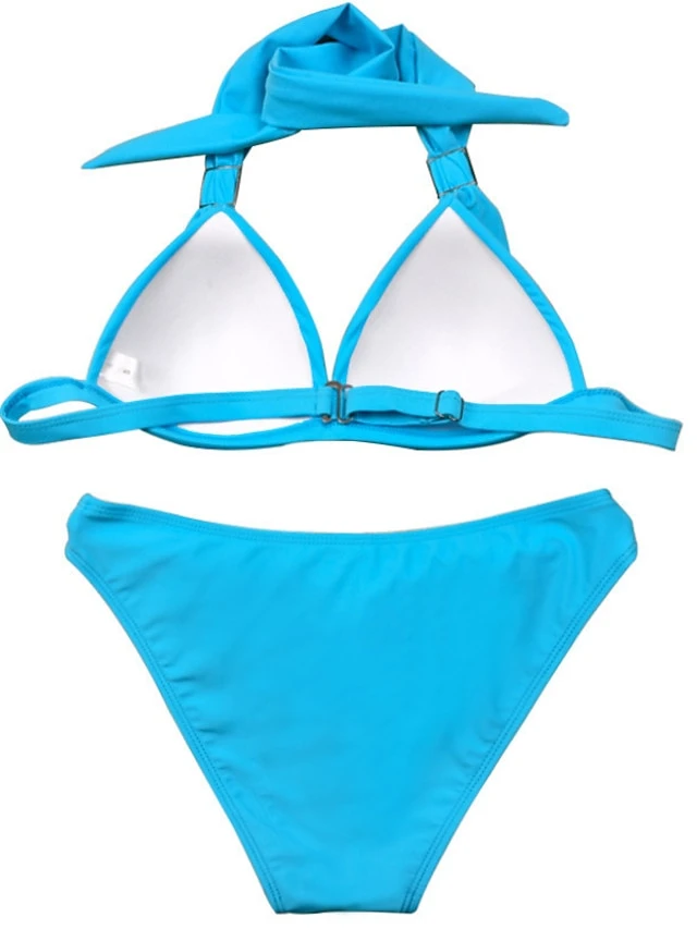 Women's Swimwear Bikini 2 Piece Normal Swimsuit Halter 2 Piece Open Back Sexy Pure Color Black Royal Blue Blue Sky Blue Halter V Wire Bathing Suits Sexy Vacation Fashion 14 Women's Swimwear Bikini 2 Piece Normal Swimsuit Halter 2 Piece Open Back Sexy Pure Color Black Royal Blue Blue Sky Blue Halter V Wire Bathing Suits Sexy Vacation Fashion - Image 14