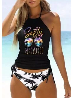 Women's Swimwear Bikini Bathing Suits 2 Piece Normal Swimsuit Backless 2 Piece Printing Adjustable Print Multi Color Leopard Black Red Black White Yellow Padded Blouse Strap Bathing Suits Sexy -Outlet Suit Skirt Fit Store zitvqf1697082542448