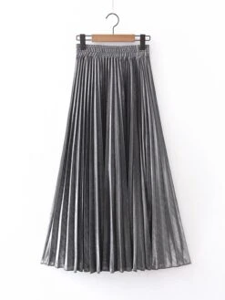 Women's Skirt Swing Long Skirt Maxi Silver Black Red Blue Skirts Pleated Streetwear Summer Holiday Weekend S M L 20 Women's Skirt Swing Long Skirt Maxi Silver Black Red Blue Skirts Pleated Streetwear Summer Holiday Weekend S M L -Outlet Suit Skirt Fit Store zjsxgm1664353462573