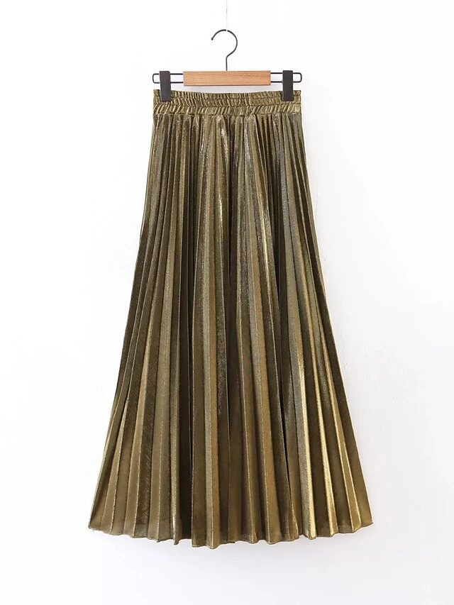 Women's Skirt Swing Long Skirt Maxi Silver Black Red Blue Skirts Pleated Streetwear Summer Holiday Weekend S M L 11 Women's Skirt Swing Long Skirt Maxi Silver Black Red Blue Skirts Pleated Streetwear Summer Holiday Weekend S M L - Image 11
