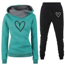 Women's Tracksuit Sweatsuit 2 Piece Athletic Winter Long Sleeve Thermal Warm Breathable Moisture Wicking Fitness Running Jogging Sportswear Activewear Heart Light Yellow Blue / Black Green+Gray -Outlet Suit Skirt Fit Store zvjiyh1692162168457